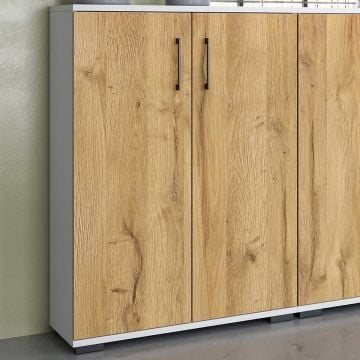 Lage opbergkast Presley 80cm met 2 deuren - eik/wit