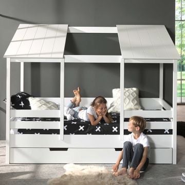 Bedhuisje Hester 90x200 met bedlade - wit 