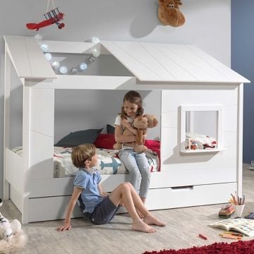 Bedhuisje Lio 90x200 met bedlade - wit 