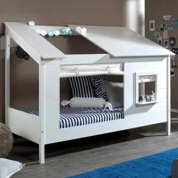 Bedhuisje Lio 90x200 met gordijntjes - wit 