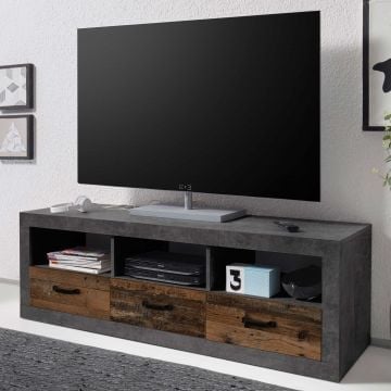 Tv-meubel Taro 3 lades & 3 vakken - beton/oud hout
