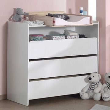 Commode Kiddy 90x72x106cm met luierplank 3 lades - wit