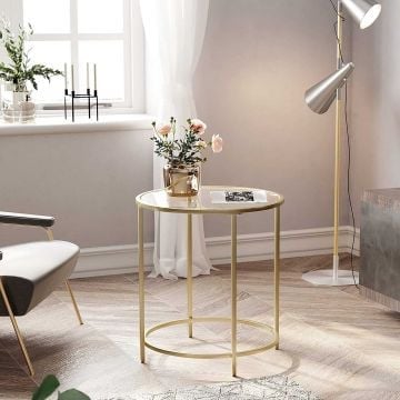 Ronde bijzettafel, gehard glas, robuust en stabiel