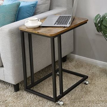 Laptoptafeltje Dante op wieltjes - rustiek bruin/zwart