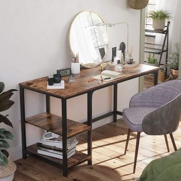 Bureau Fabrice 120cm 2 legplanken - rustiek bruin/zwart