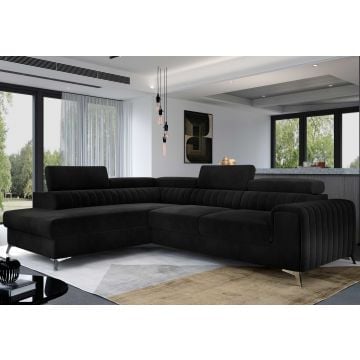 Hoekbank links Laurentius - 278 x 205 cm - Zwart