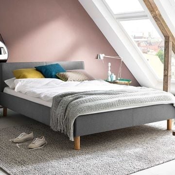 Gestoffeerd bed Amber 140x200 - lichtgrijs