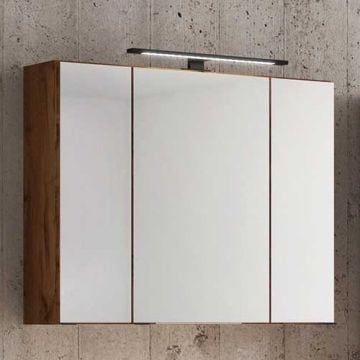Spiegelkast Dusan 80cm met 3 deuren - wotan eik