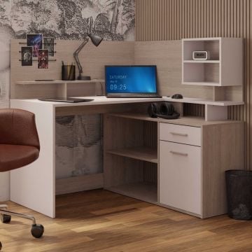 Hoekbureau Malicia | 121,5 x 116,2 x 119,6 cm | Wit