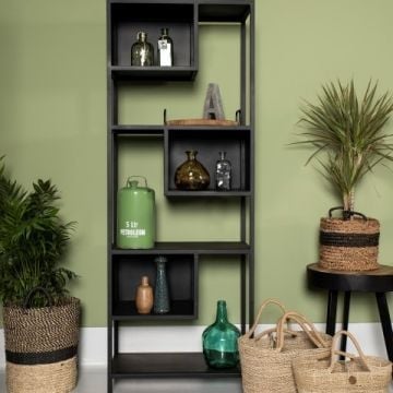 Open kast Jula 175cm met 3 vakken – ijzer/zwart
