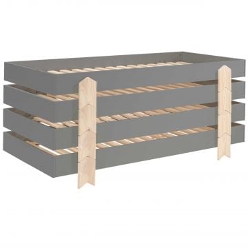 Kinderbed Modulo arrow 90x200 stapelbaar set van 4 - antraciet/dennenhout