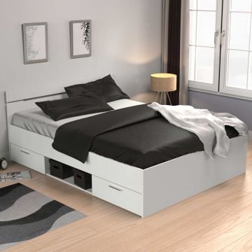 Bed Micheline 140 x 200 cm met opbergruimte - mat wit