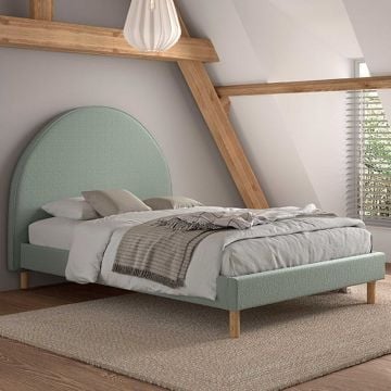 Gestoffeerd bed Maeva 140x200cm - groene bouclé stof