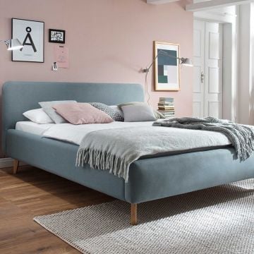 Gestoffeerd bed Tony 140x200 - ijsblauw