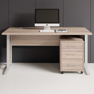 Bureau Olaph 150cm met ladeblok - eik