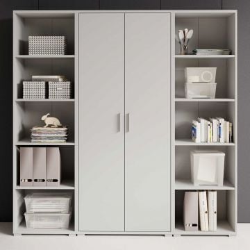 Hoge boekenkastcombinatie Olaph | 186 x 35 x 184 cm | Wit