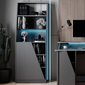 Boekenkast Venom | 71,7 x 34,3 x 184,5 cm | Zwart