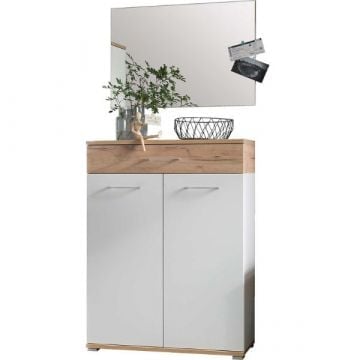 Garderobeset Stoffel | Multifunctionele opbergkast, wandspiegel | Navarra Oak