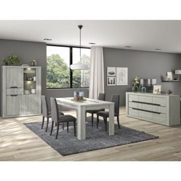 Eetkamerset Lanthe | Uitschuifbare eettafel, vitrinekast en dressoir | Laguna Oak-design