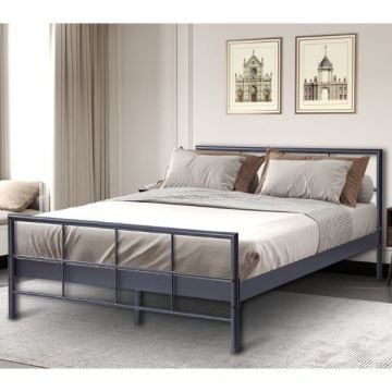 Tweepersoonsbed Davy | 160 x 200 cm | Metalen frame | Donkergrijs