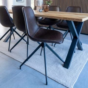 Draaibare eetkamerstoel Monaco  - Bruin / PU