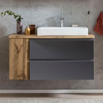 Wastafelkast Varese | 105 x 47 x 65 cm | Wotan Oak / Grey
