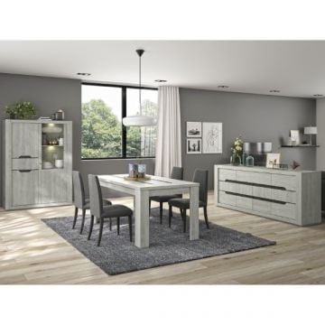 Eetkamerset Lanthe | Uitschuifbare eettafel, vitrinekast en dressoir | Laguna Oak-design