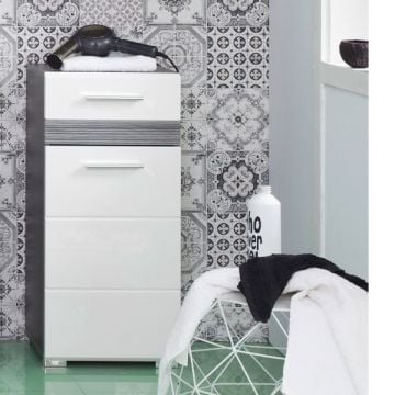 Badkamer- en Bijzetkastje Set-One | 37 x 31 x 80 cm | Smoky Silver