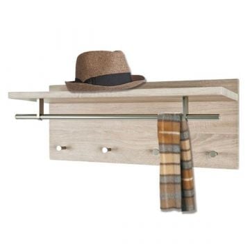Wandpaneel met 4 knoppen en plank | 75 x 26 x 30 cm | Light Oak-design