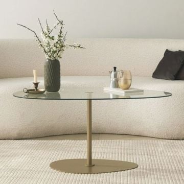 Glazen Salontafel Woody Fashion | 90 x 60 x 40 cm | Transparent Gold-design