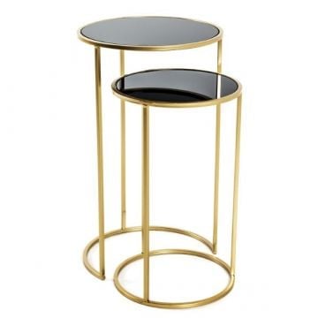 Bijzettafelset | Twee tafeltjes | Zwart-goud