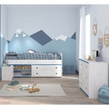 Kinderkamerset Smoozy | Kajuitbed, commode en nachtkastje | Wit