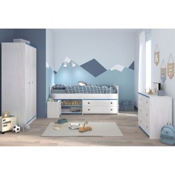 Kinderkamerset Smoozy | Kajuitbed, bureau, nachtkastje, commode | Wit