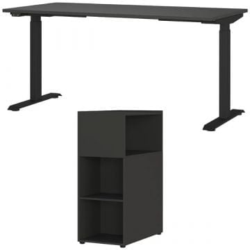 Kantoorset Hermoso | Bureautafel en roomdivider | Zwart