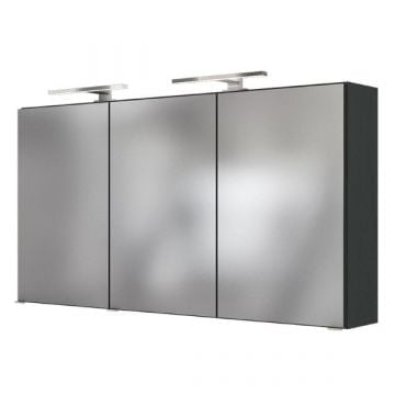 Spiegelkast Alphonse | Met verlichting | 20 x 120 x 64 cm | Grafietgrijs