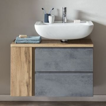 Wastafelkast Varese | 85 x 47 x 56 cm | Wotan Oak / Betonkleur