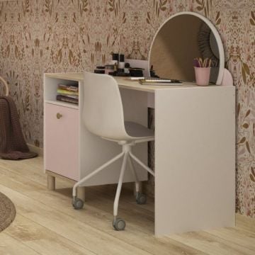 Kinderbureau Romy | 110 x 52 x 85 cm | Wit-pastelroze