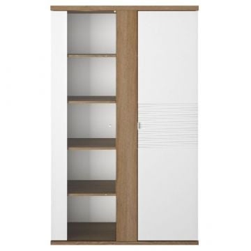 Vitrinekast Magda | 110 x 45 x 178 cm | Brown High Gloss White