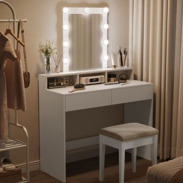 Make-uptafel Marta | 100 x 40 x 145 cm | Wit