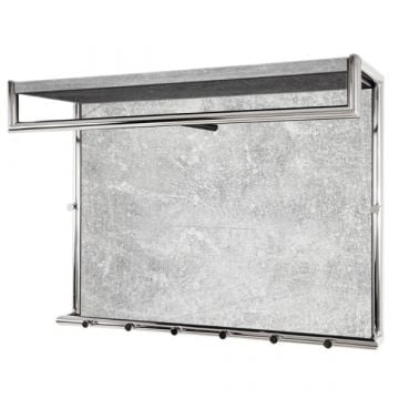 Wandpaneel met 8 kapstokhaken | 80 x 30 x 60 cm | Betonkleurig design