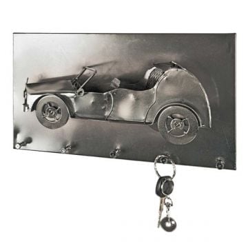 Wandpaneel met vijf haken | 35 x 10 x 20 cm | Zilverkleurig
