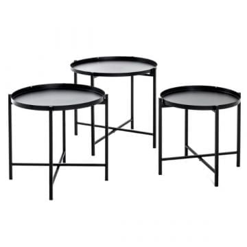 Bijzettafelset | Drie tafels | Zwart