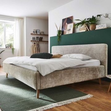 Tweepersoonsbed Younes 180x200cm met opbergruimte - beige