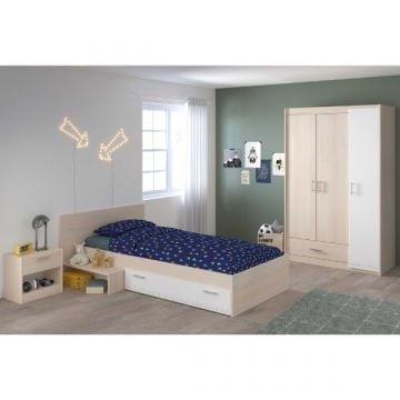 Kinderkamercombinatie Charly 90x200 | Kinderbed, nachtkastje, kledingkast