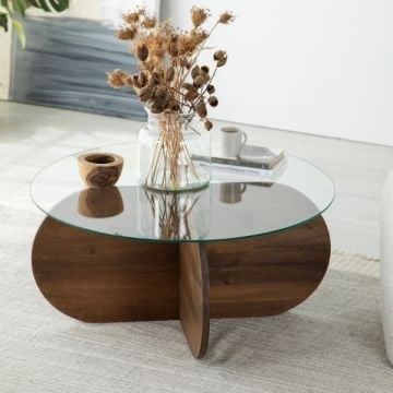 Ronde salontafel Woody Fashion | Ø75 x 35 cm | Walnut-design