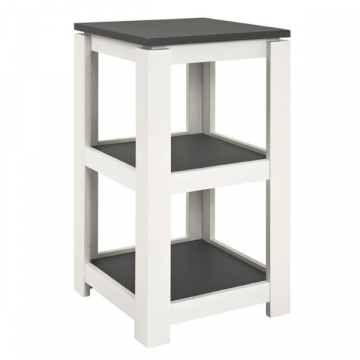 Bijzettafel Marius 40x40cm, 1 legplank - wit/antraciet