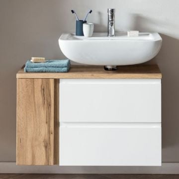 Wastafelkast Varese | 85 x 47 x 56 cm | Wotan Oak / White