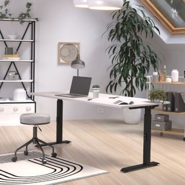 Bureautafel Hermoso | 180 x 80 x 91 cm | Grijs-zwartdesign