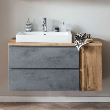 Wastafelkast Varese | 105 x 47 x 65 cm | Wotan Oak / Betonkleur