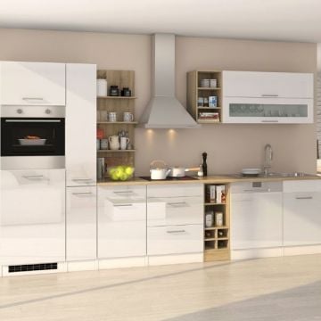 Kitchenette Milan | Inclusief dampkap, kookplaat, oven, vaatwasser en koelkast | High Gloss White